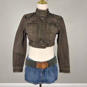 y2k brown denim jacket